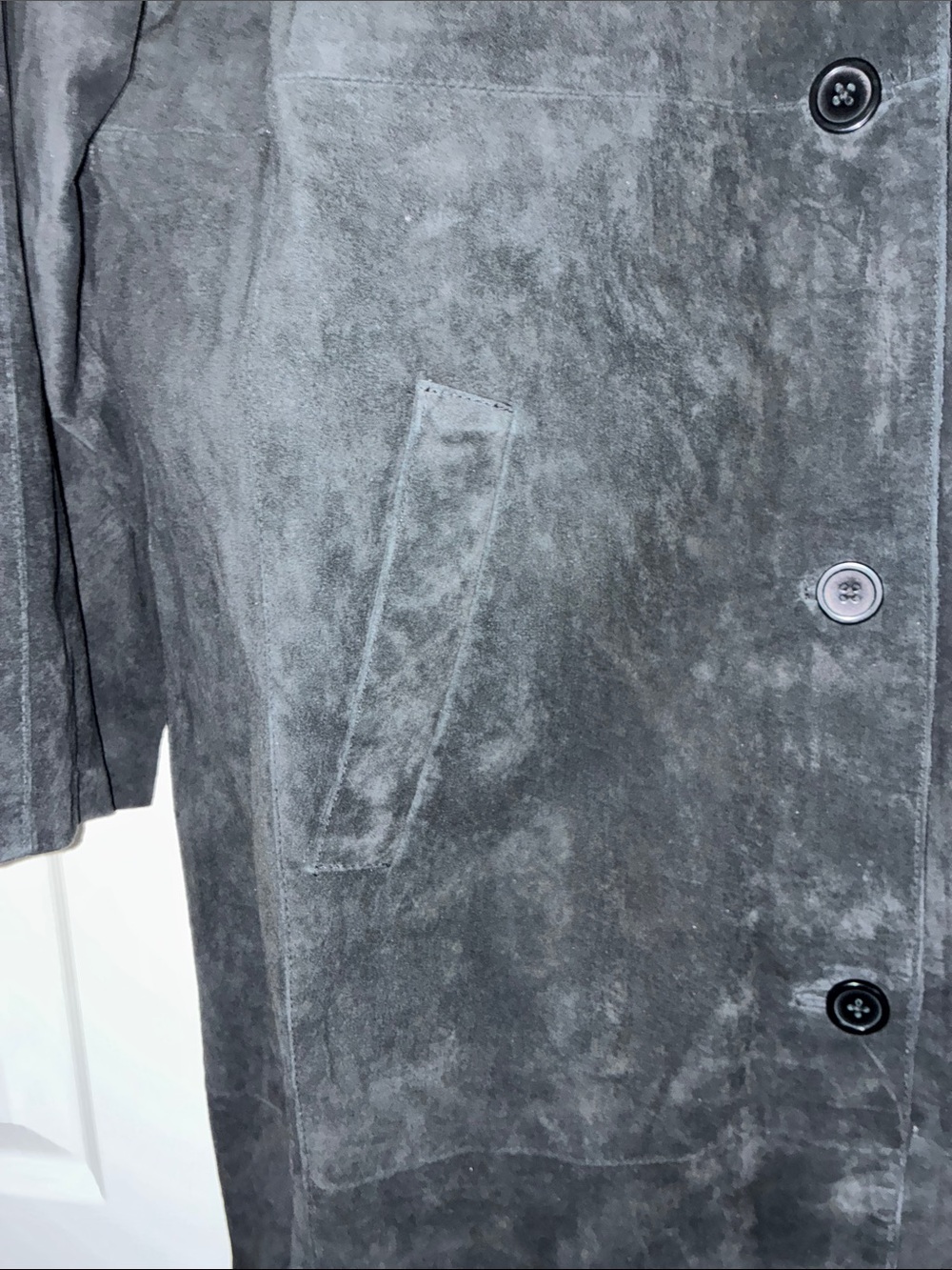 Women's Black Long Suede Trench Coat Size XL NWT - Picture 3 of 6